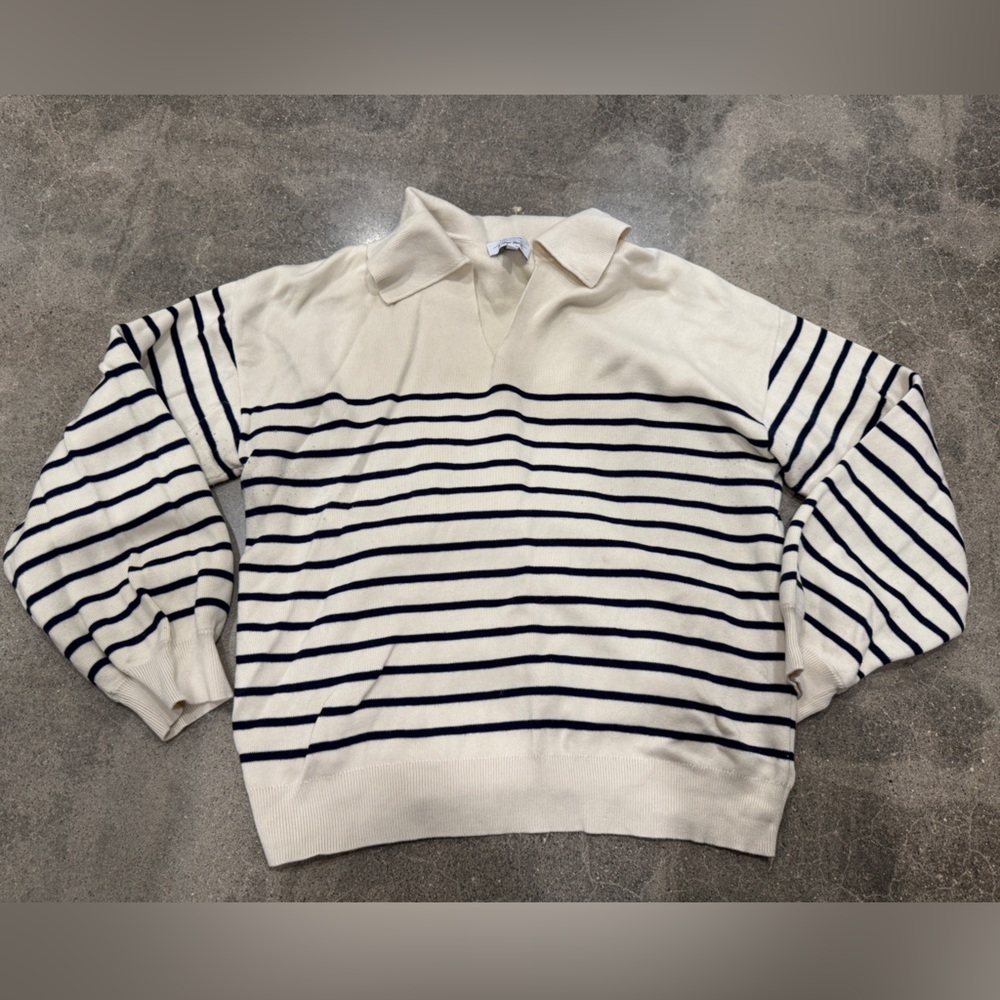 & Other Stories Cream Striped Knit Sweater
